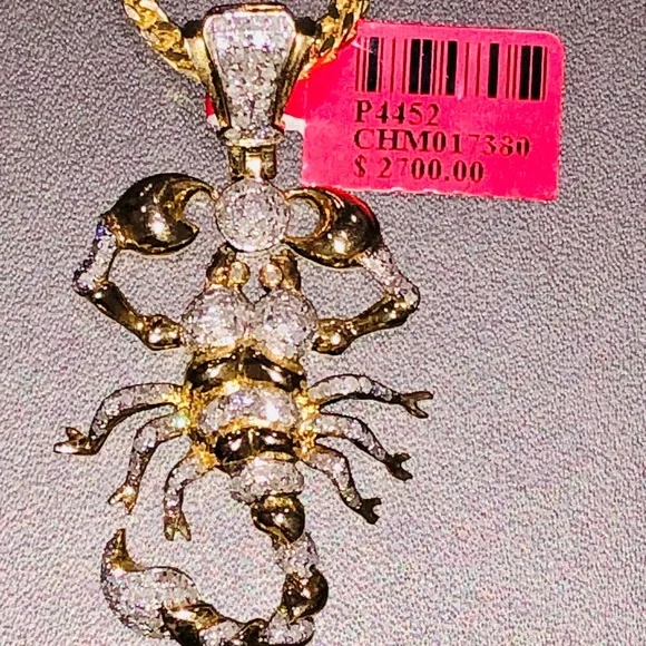 Real diamond custom made scorpion pendant charm not CZ not fake huge sale gift - Picture 5 of 9